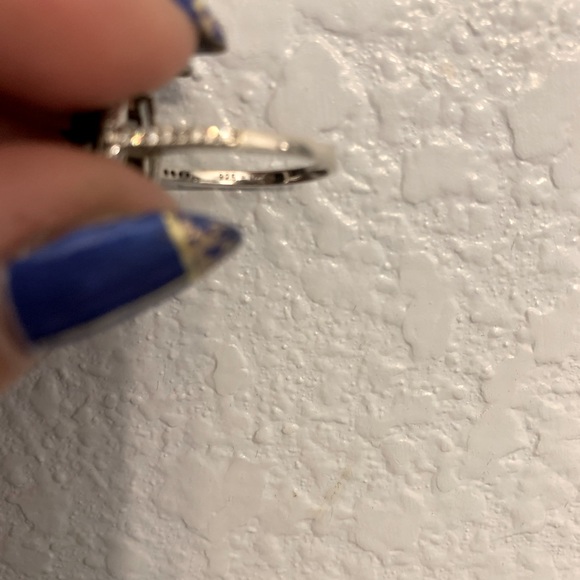 925 silver simulated sapphire cubic zirconia ring - Picture 5 of 5